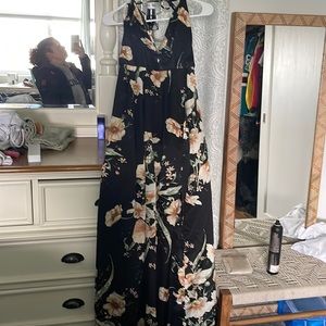 Brand new long halter dress with slit